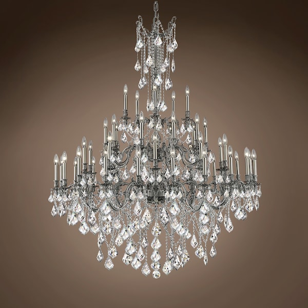 Joshua Marshal Versailles 45 Light 54 Pewter Chandelier With Clear European Crystals" 701580-049